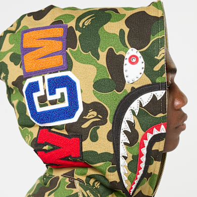 Buy A Bathing Ape ABC Camo Crystal Stone Shark Full Zip Hoodie in
