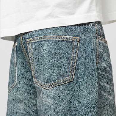 Buy A Bathing Ape Fake Print Sta Loose Fit Denim Pants in blue