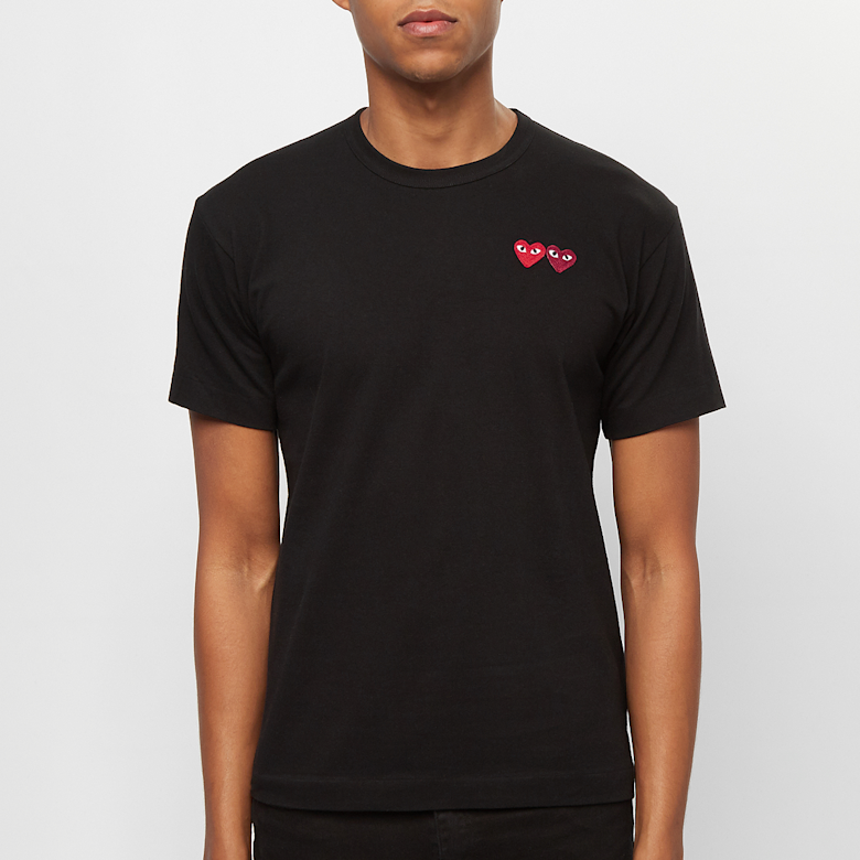 Buy Comme des Garcons Play Play Two Heart T-Shirt in black | AX