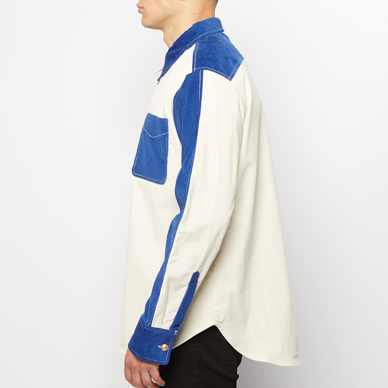 Buy Wales Bonner MONTEGO COLOUR BLOCK SHIRT in beige | MS21SH03