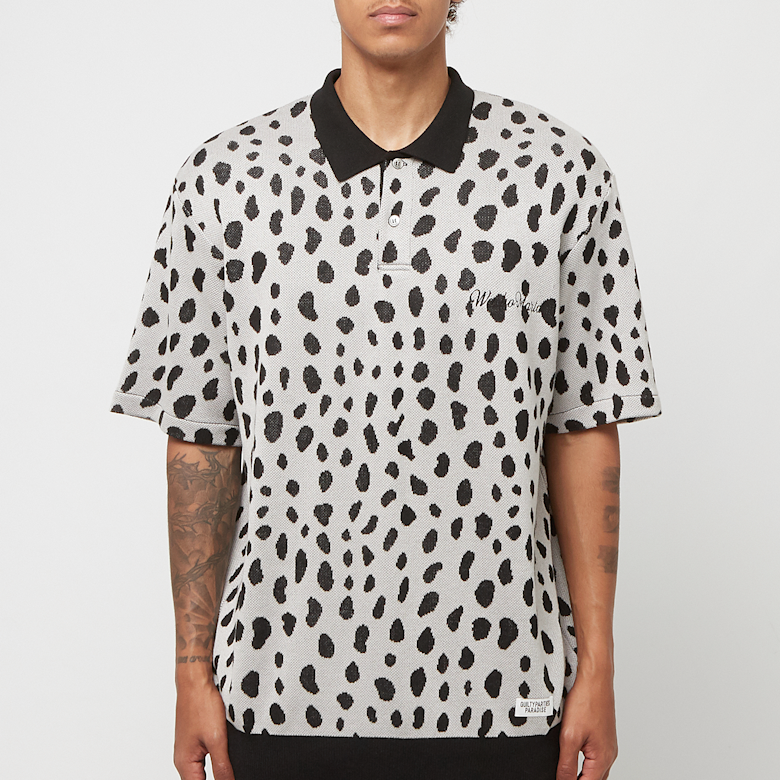 Buy Wacko Maria Leopard Knit Polo-Shirt in grey | 24SS-WMK-KN10
