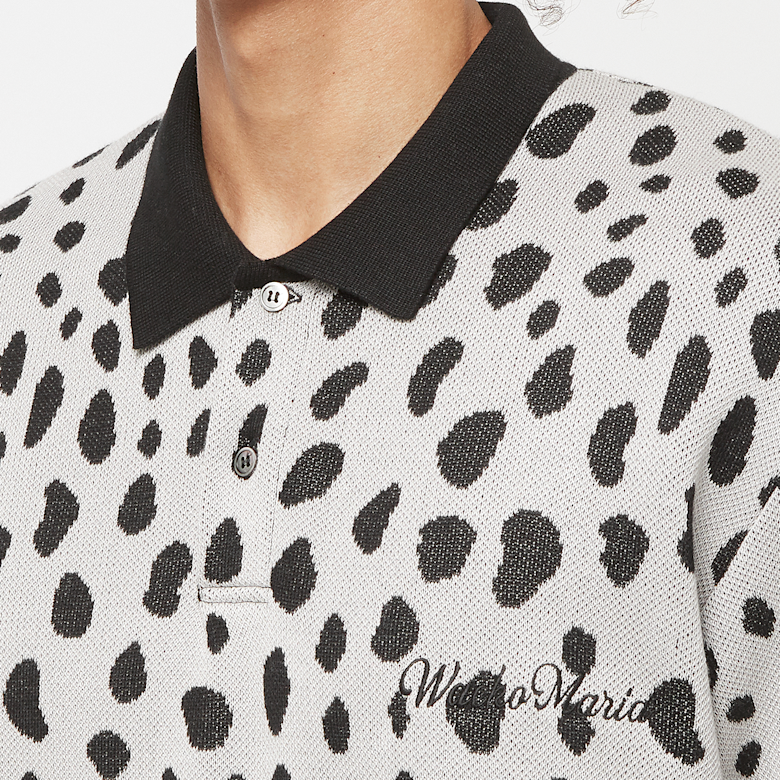 Buy Wacko Maria Leopard Knit Polo-Shirt in grey | 24SS-WMK-KN10