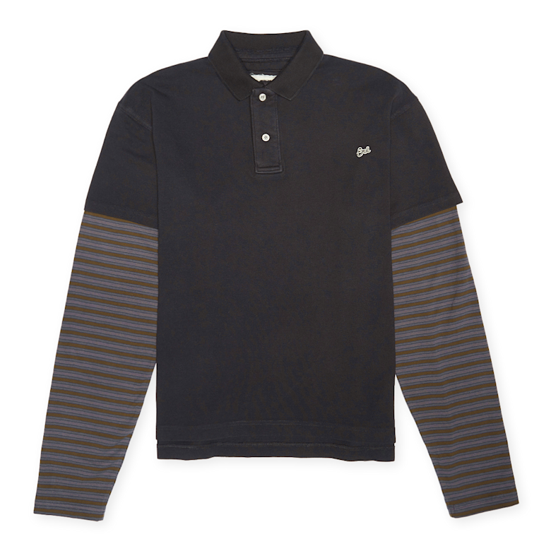 Buy ERL Double Sleeve Polo T-Shirt Knit in grey | ERL10T035-1 at MBCY