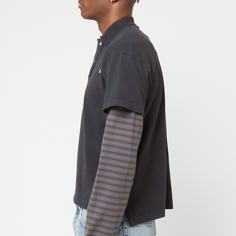 Buy ERL Double Sleeve Polo T-Shirt Knit in grey | ERL10T035-1 at MBCY