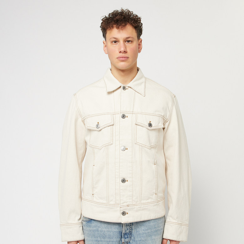 Buy AMI PARIS Trucker Denim Jacket in beige | HJK247.DE0039 at MBCY