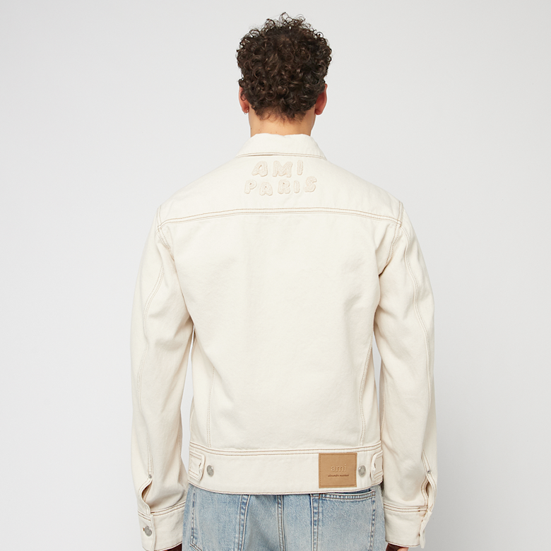 Buy AMI PARIS Trucker Denim Jacket in beige | HJK247.DE0039 at MBCY