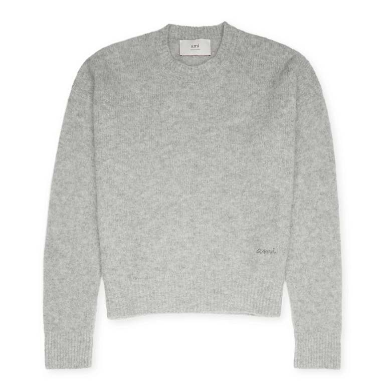 Buy AMI PARIS Wool Knit Alpaca Crewneck Pullover in grey | HKS824