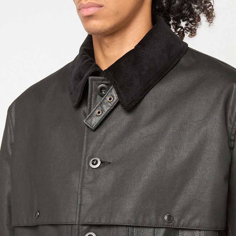JUNYA WATANABE MAN × Johnson Leather Buy Junya Watanabe MAN Leather Coat in black | WP-J026-W25-1 at MBCY
