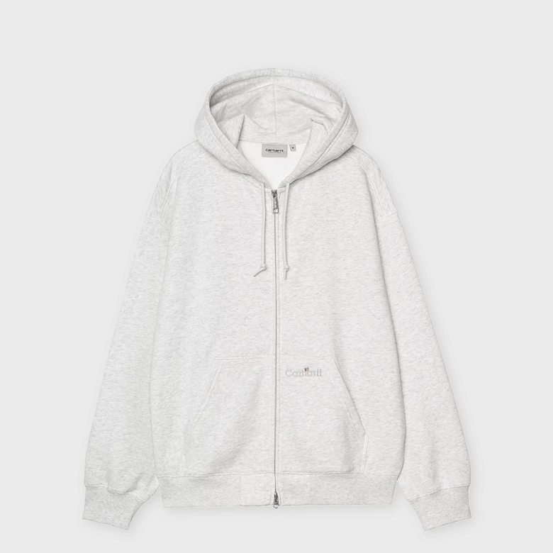 Buy Carhartt WIP Hooded WIP Label Sweat Jacket in grey | I036347