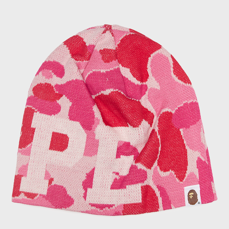 Buy A Bathing Ape ABC Camo Knit Cap in light pink