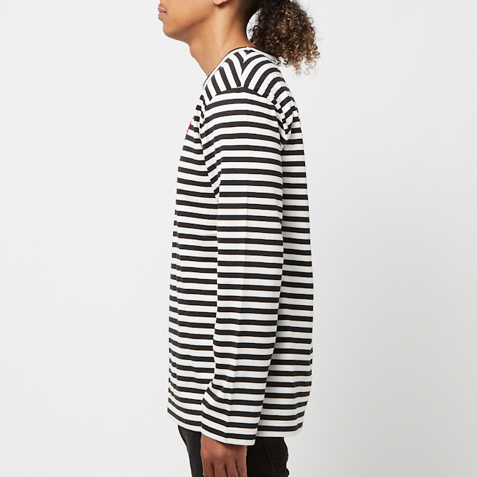 Comme des Garcons Play Play Red Heart Striped Long Sleeve T-Shirt zwart 52420 3