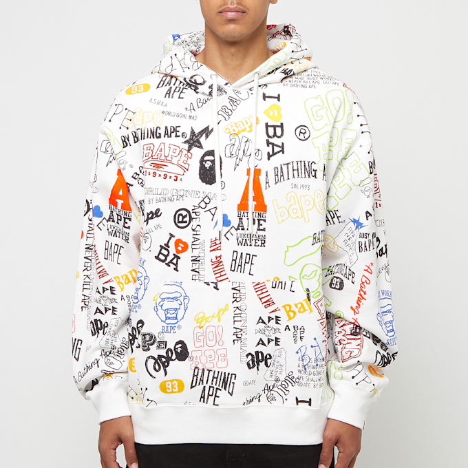 A Bathing Ape Hand Draw Pattern Shark Pullover Hoodie multicolor 83784 2