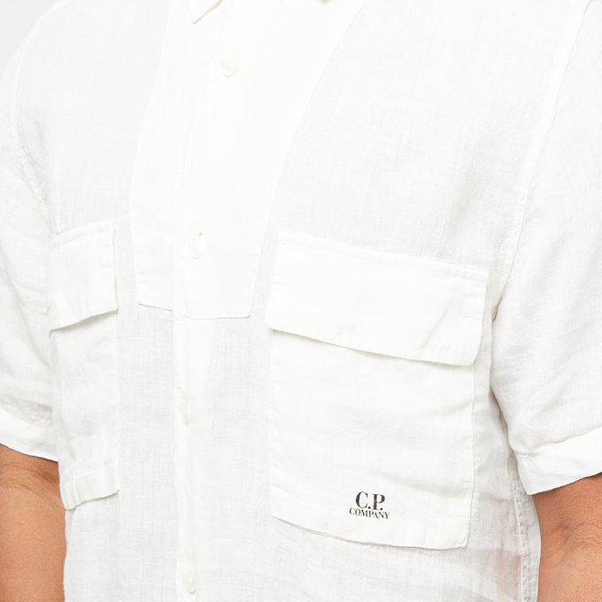 C. P. Company Linen Short Sleeved Shirt white 84005 5