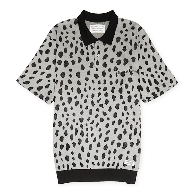 Wacko Maria Leopard Knit Polo-Shirt grau 88141 1