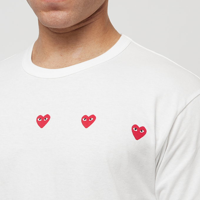 Comme des Garcons Play Horizontal 3 Heart T-Shirt weiß 85171 5