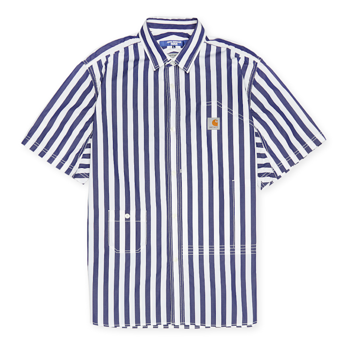 Junya Watanabe MAN x Carhartt WIP Striped Short Sleeve Shirt blauw 90308 1