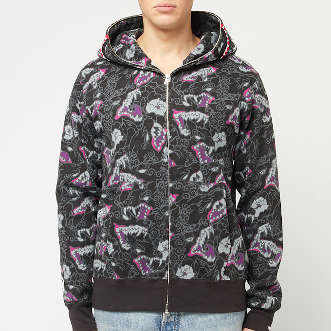 A Bathing Ape Japanese Tattoo Camo Shark Fz Hoodie M zwart 87071 2