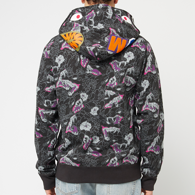 A Bathing Ape Japanese Tattoo Camo Shark Fz Hoodie M zwart 87071 4