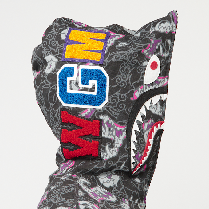 A Bathing Ape Japanese Tattoo Camo Shark Fz Hoodie M black 87071 8