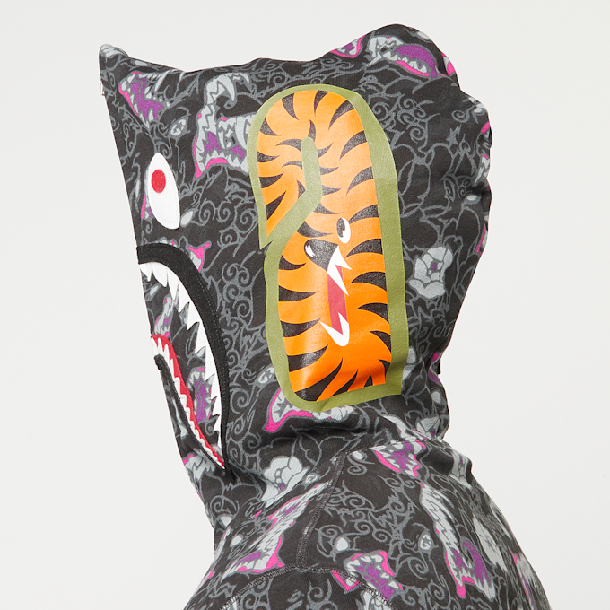 A Bathing Ape Japanese Tattoo Camo Shark Fz Hoodie M zwart 87071 9