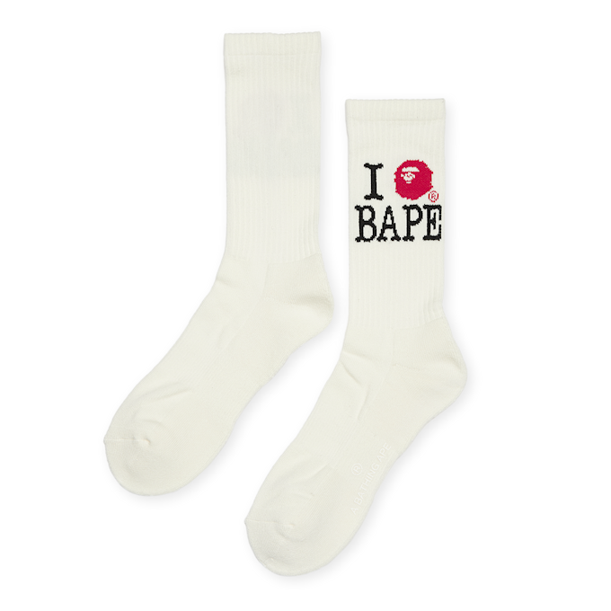 A Bathing Ape Ilove Bape Socks M beige 85291 1