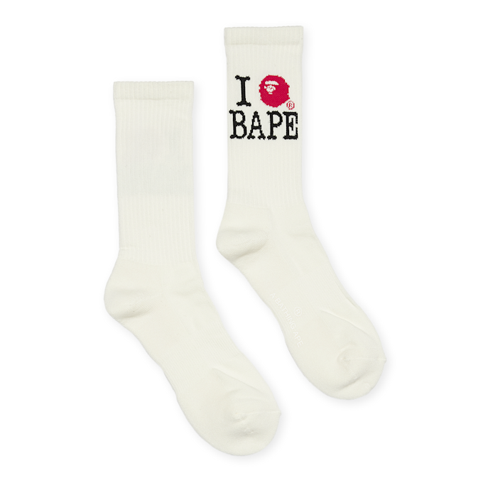 A Bathing Ape Ilove Bape Socks M beige 85291 2