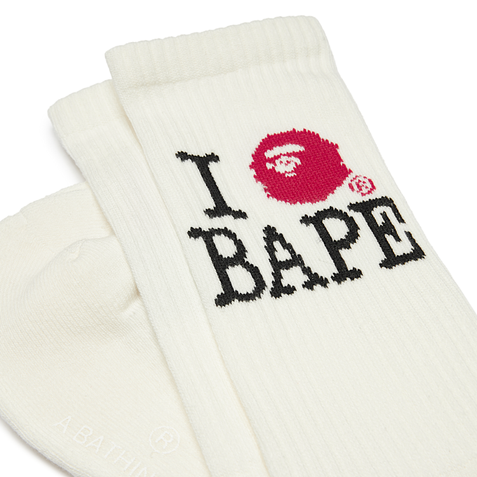 A Bathing Ape Ilove Bape Socks M beige 85291 3
