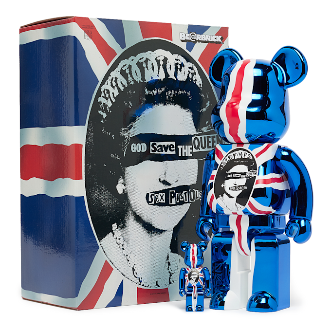 Medicom Bearbrick Sex Pistols"God Save The Queen" Chrome 100% & 400% multi-colour 91009 4