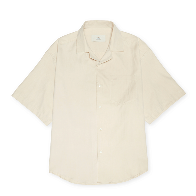 AMI PARIS Short Sleeve Boxy Shirt beige 90819 1