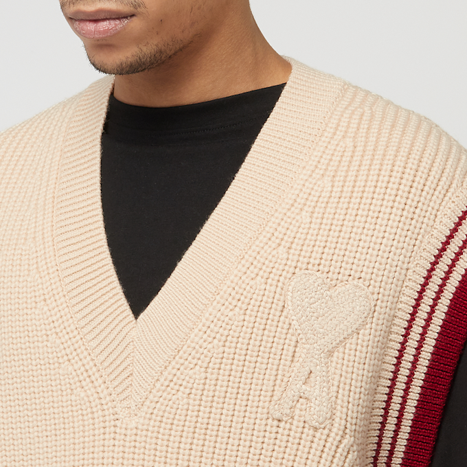 AMI PARIS Ribbed Sweater Vest beige 85551 5