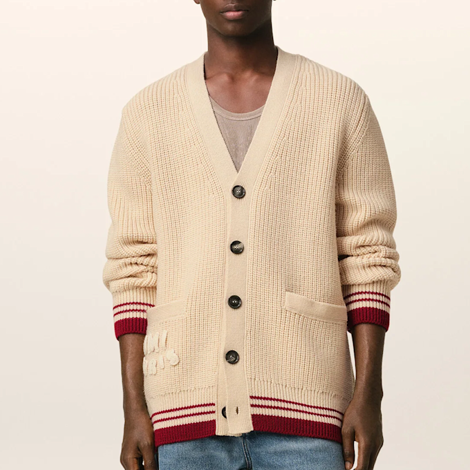 AMI PARIS Ribbed Cardigan beige 89192 2