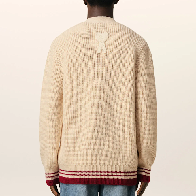 AMI PARIS Ribbed Cardigan beige 89192 3