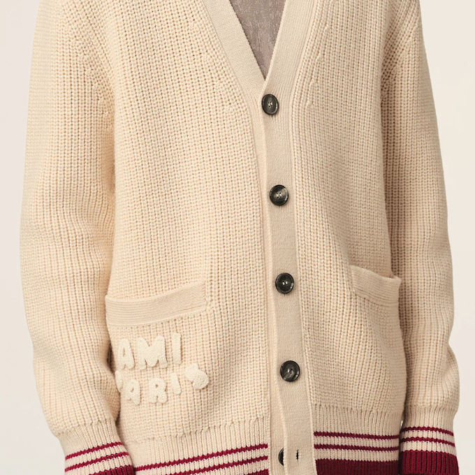 AMI PARIS Ribbed Cardigan beige 89192 4