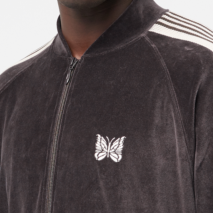 Needles Rib Collar Track Jacket - C/PE Velour grau 88582 5