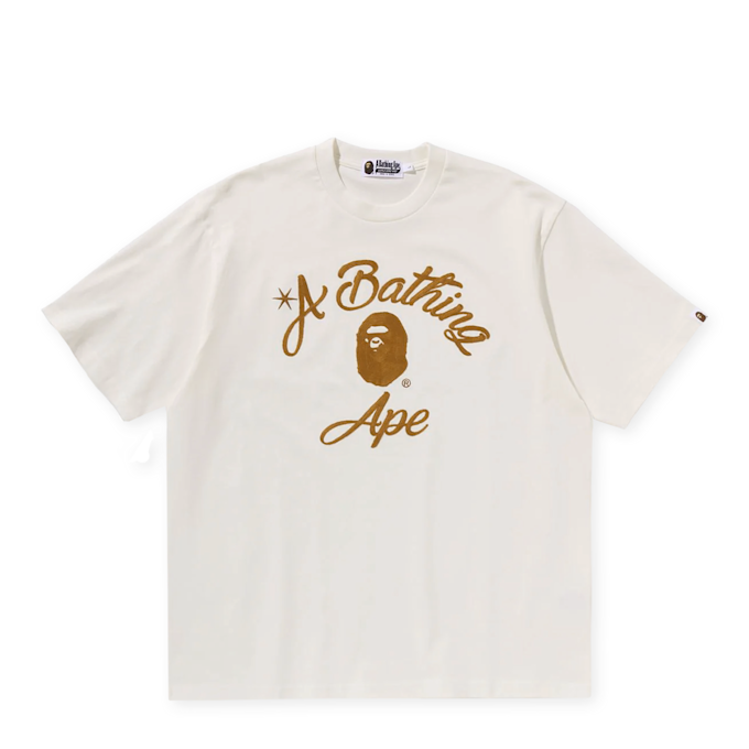 A Bathing Ape Chain Stitch College Relaxed Fit Tee beige 90443 1
