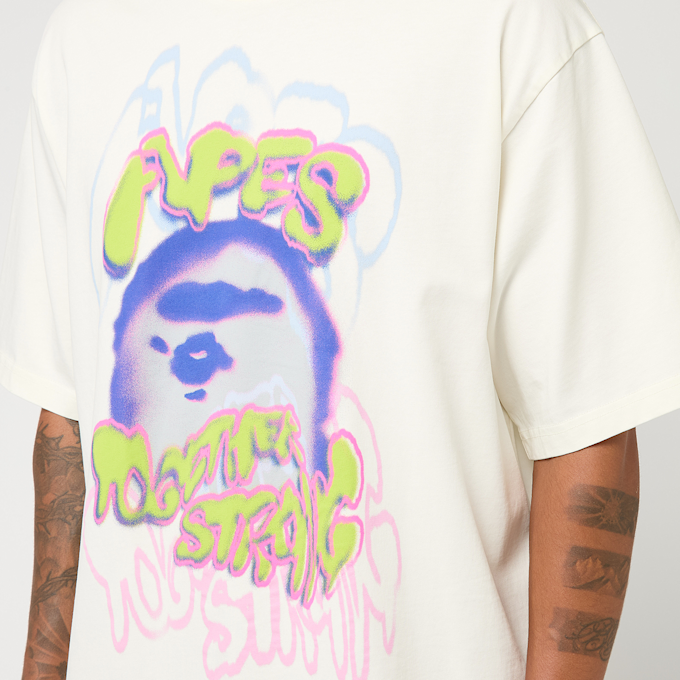 A Bathing Ape Heavy Washed Logo Relaxed Fit Tee ivory yellow 86324 5