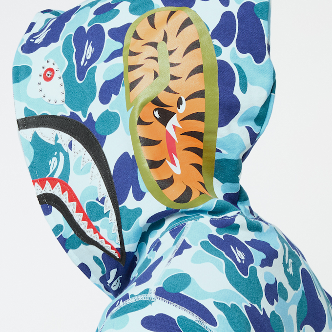 A Bathing Ape ABC Camo Crystal Stone Shark Full Zip Hoodie blue black 89412 5