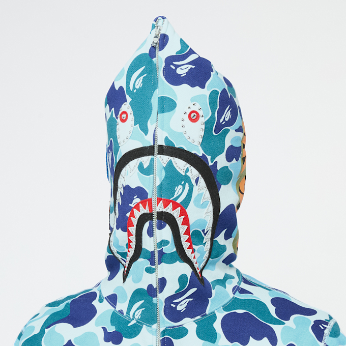 A Bathing Ape ABC Camo Crystal Stone Shark Full Zip Hoodie blue black 89412 7
