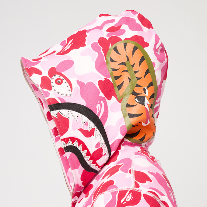 A Bathing Ape ABC Camo Crystal Stone Shark Full Zip Hoodie light pink 89413 7