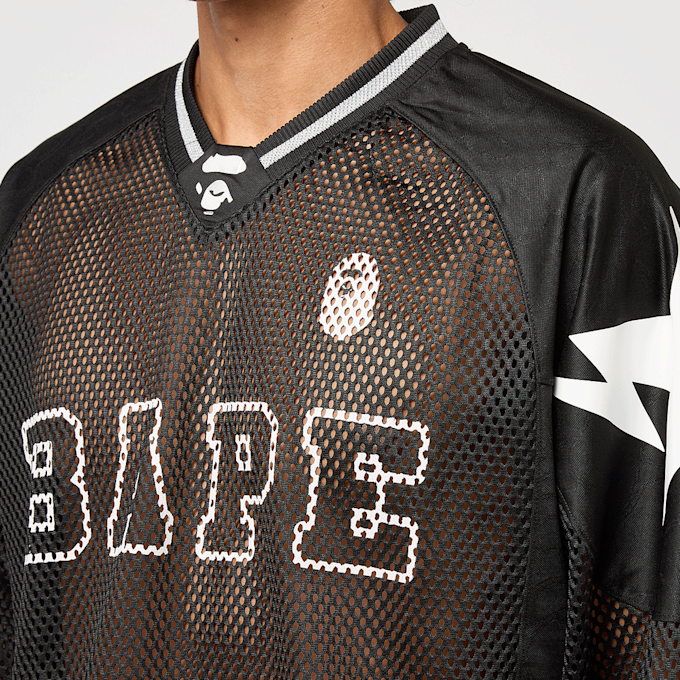 A Bathing Ape Line Camo Multi Logo Relaxed Fit Football Jersey zwart 87758 5