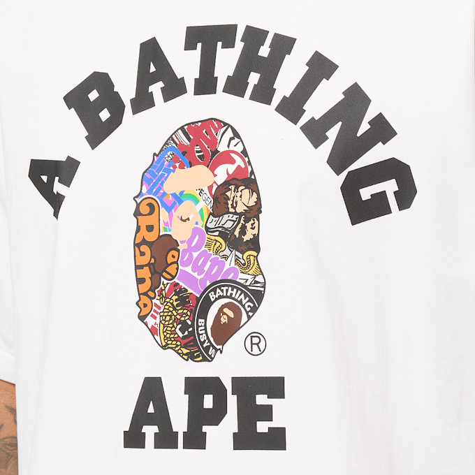 A Bathing Ape Multi Logo College Relaxed Fit Tee M white wit 89431 5
