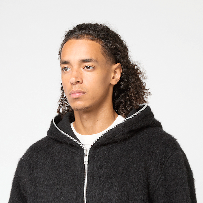 Our Legacy Full Zip Hood Hairy Wool zwart 90224 5