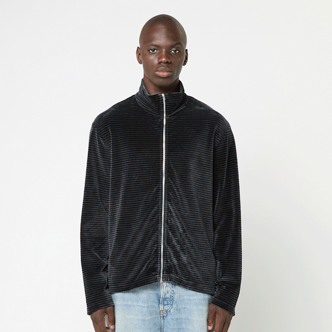 Our Legacy Shrunken Fullzip Polo Velour grijs 86654 2