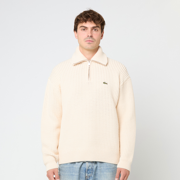 Lacoste Relaxed Fit Patchwork Effect Wool Sweater beige 89514 2
