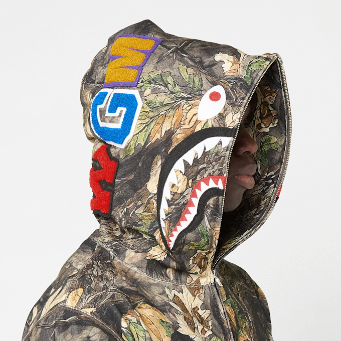 A Bathing Ape Tree Edge Camo Shark Relaxed Fit Full Zip Hoodie M camouflage 86004 9