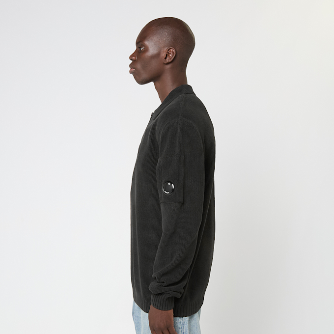 C. P. Company Knitwear Polo Collar In Chenille Cotton zwart 87561 3