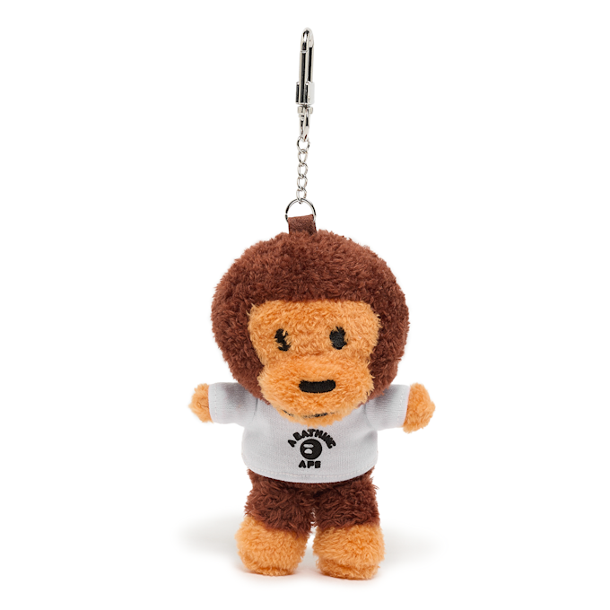 A Bathing Ape Baby Milo College Tee Plush Doll Key Chain L brown 92438 1