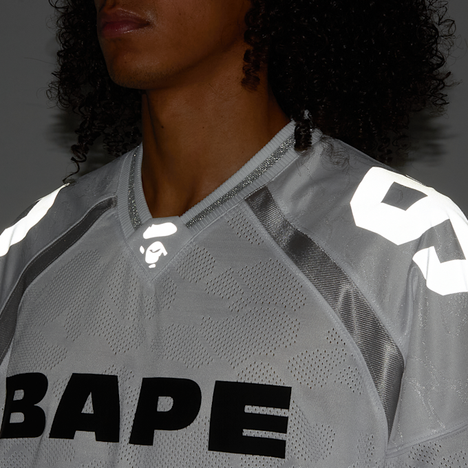 A Bathing Ape Line Camo Jacquard Relaxed Fit Football Jersey M wit 92446 9