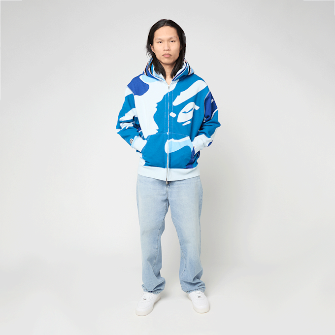 A Bathing Ape Mega ABC Camo Double Shark Relaxed Fit Full Zip Hoodie blue 92450 2