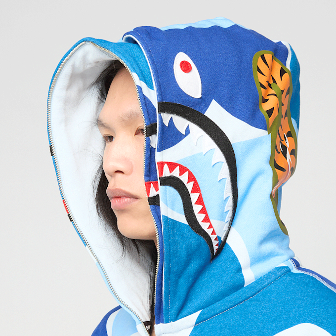 A Bathing Ape Mega ABC Camo Double Shark Relaxed Fit Full Zip Hoodie blue 92450 3